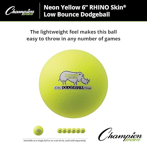 Miniatura 157 de Champion Sports Rhino Skin - Juegos de bolas de dodgeball de rebote bajo y individuales para juegos de juegos infantiles, PE, patio trasero y liga