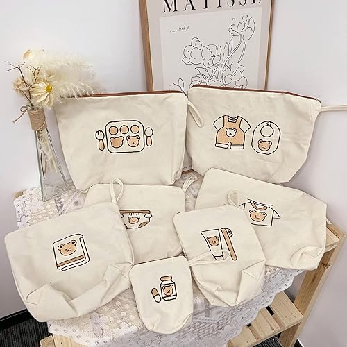 Vista 4 de Bear Print Travel Set, 7PCS Storage Bags, th Lanyard, Reu Travel for up Access