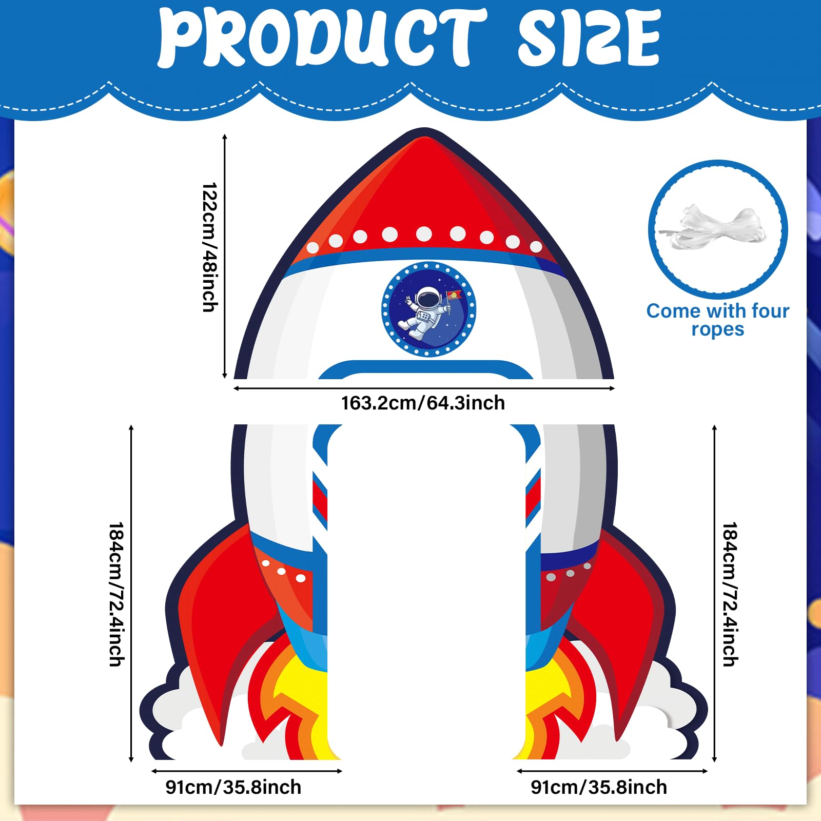 Pancartas de porche con diseño de barco de cohete, decoración de fiesta de cumpleaños, temática del sistema solar, cubierta de puerta de astronauta, telón de fondo para baby shower, noche estrellada,