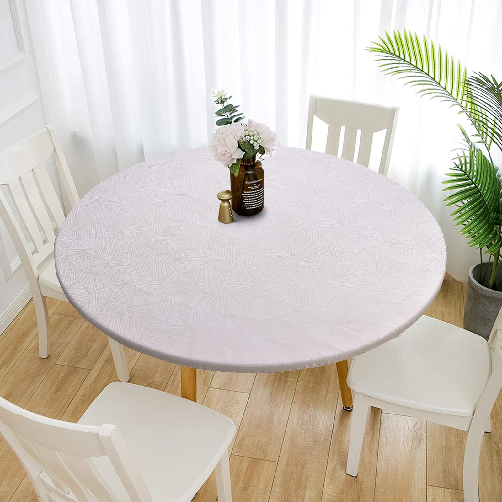 Topchances Round Table Cloth Waterproof Wipeable