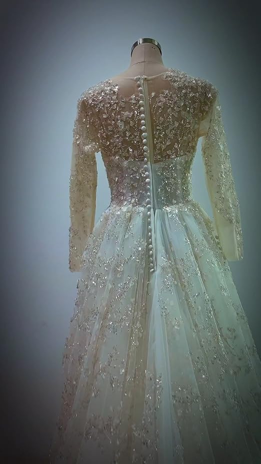 Jamille Lace Wedding Dresses for Bride Dress with Sleeve Train Long Ball  Gown Lace Applique Bridal Gowns for Women 2025 Ivory 0 JA0125 at Amazon  Women's Clothing store