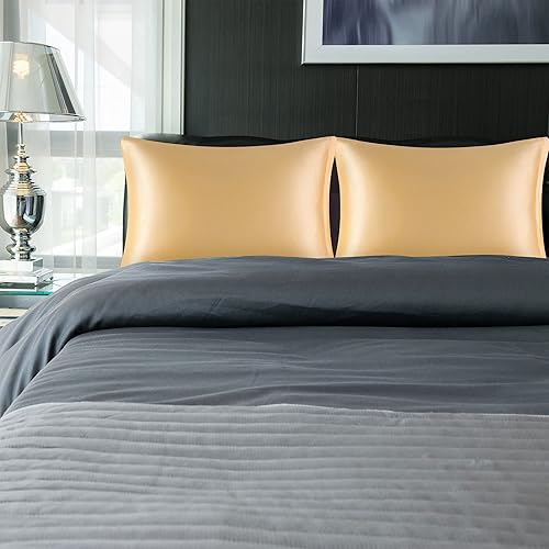 Miniatura 2 de PiccoCasa Fundas de almohada de satén para cabello y piel, funda de almohada sedosa de lujo con cierre de cremallera, fundas de almohada de satén