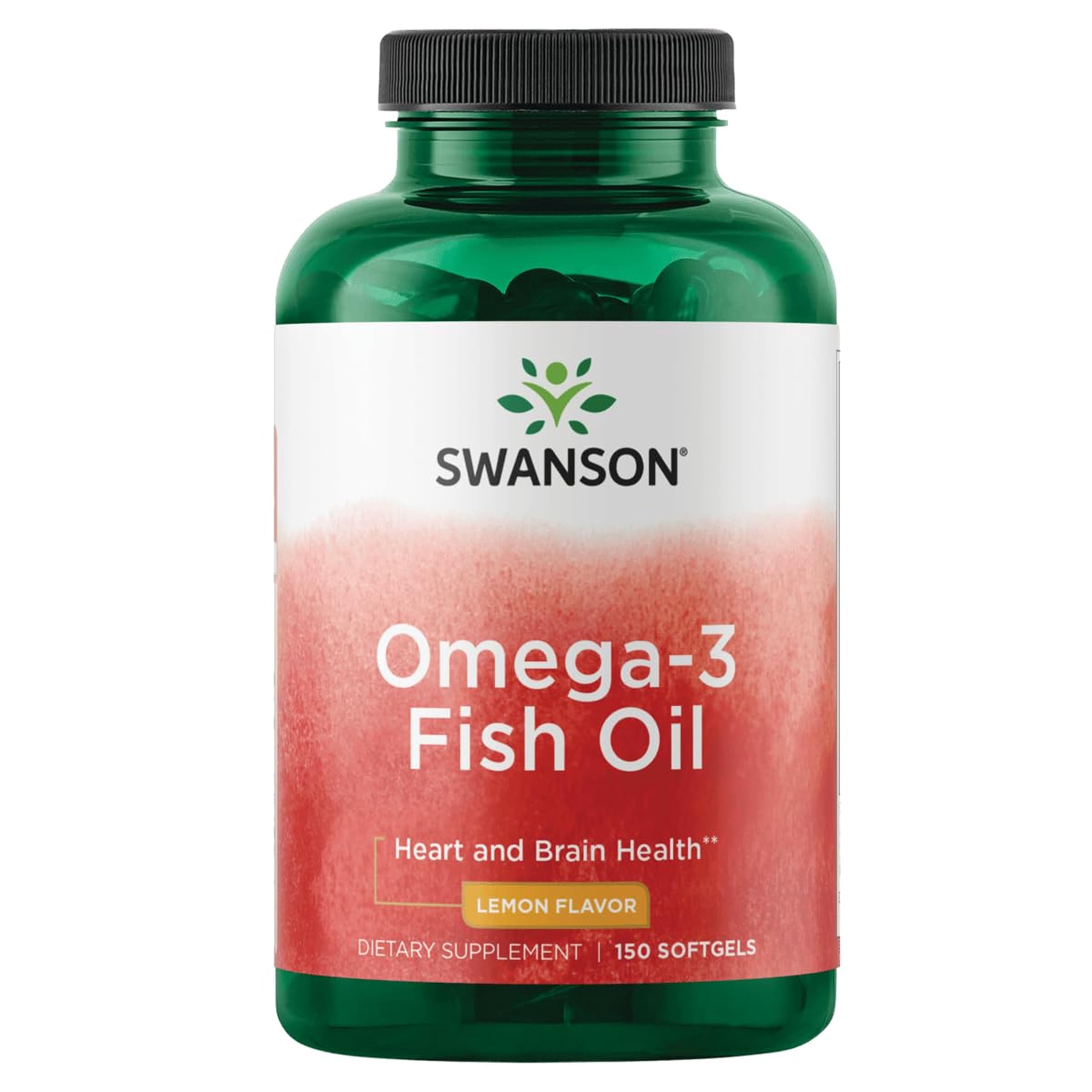 Swanson Omega-3 Fish Oil, 180 mg EPA + 120 mg DHA, 150 Softgels, Lemon 150 Count (Pack of 1)