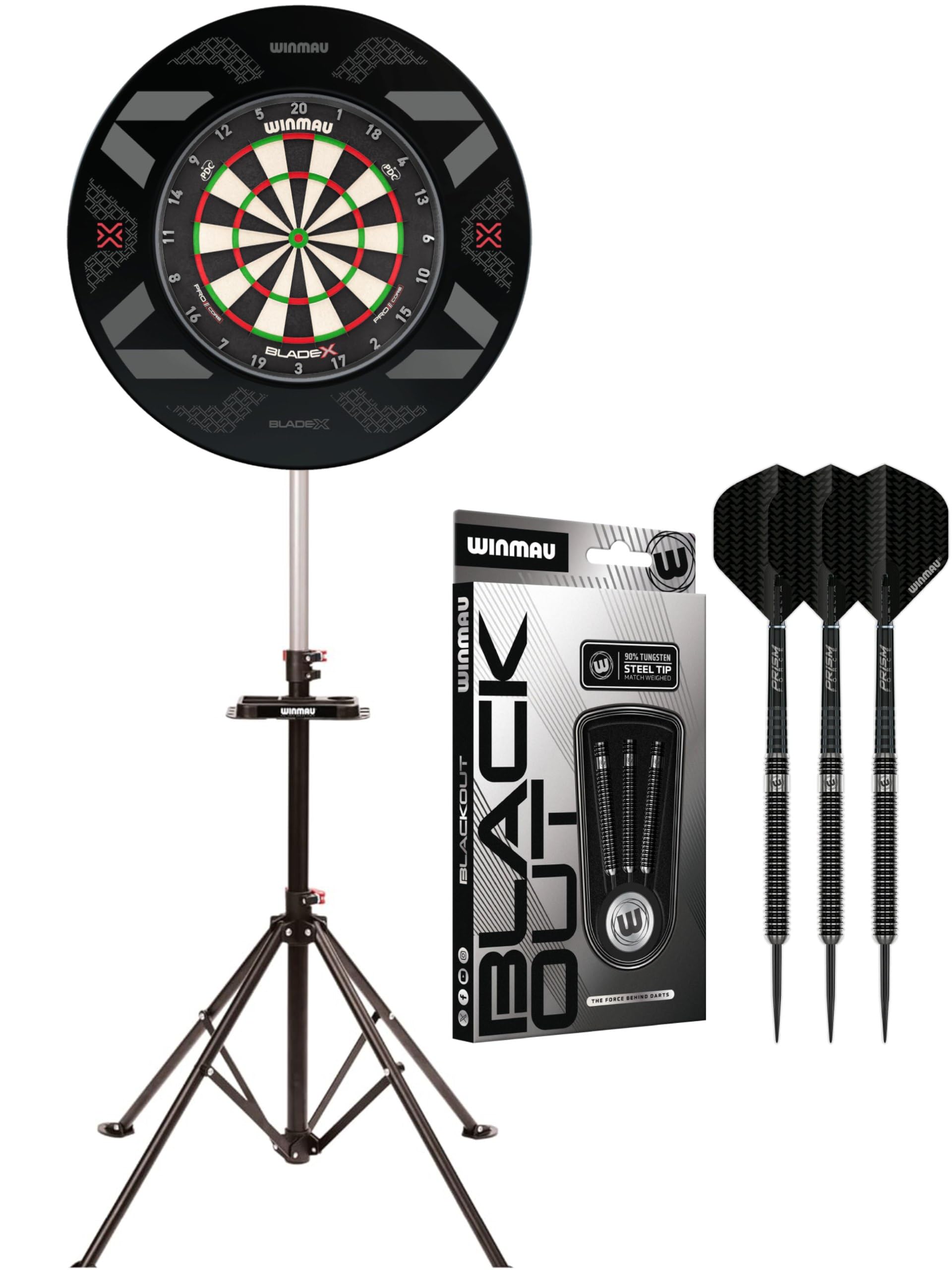 WINMAU Blade X avec Support Xtreme 2.0 et Fléchettes Blackout 23g