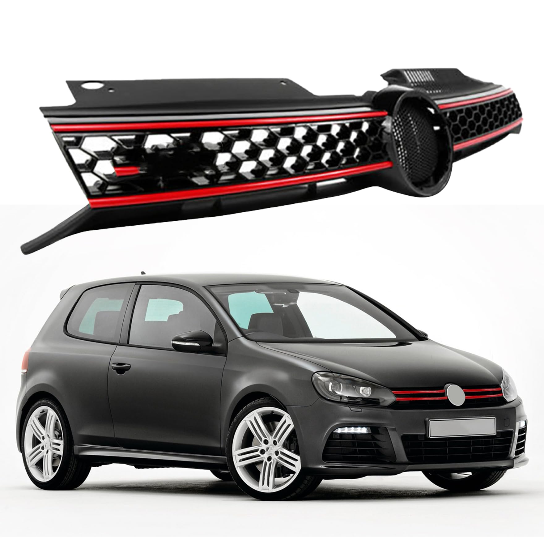 Front Upper Hood Grille Honeycomb Mesh Replacement for Golf MK6 2010 2011 2012 2013