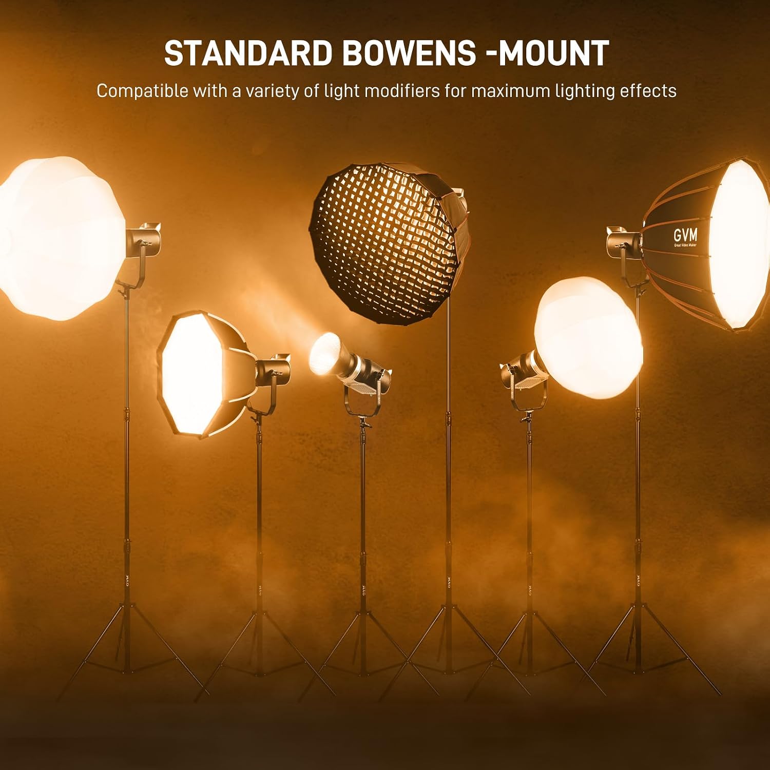 GVM 200W Video Light Kit with Softbox and Stand, Photography Lighting for Continuous Output Lighting with Bowen Mount/APP/DMX, 93000lux@0.5m LED Spotlight Studio Light for Photography,3200K-5600K