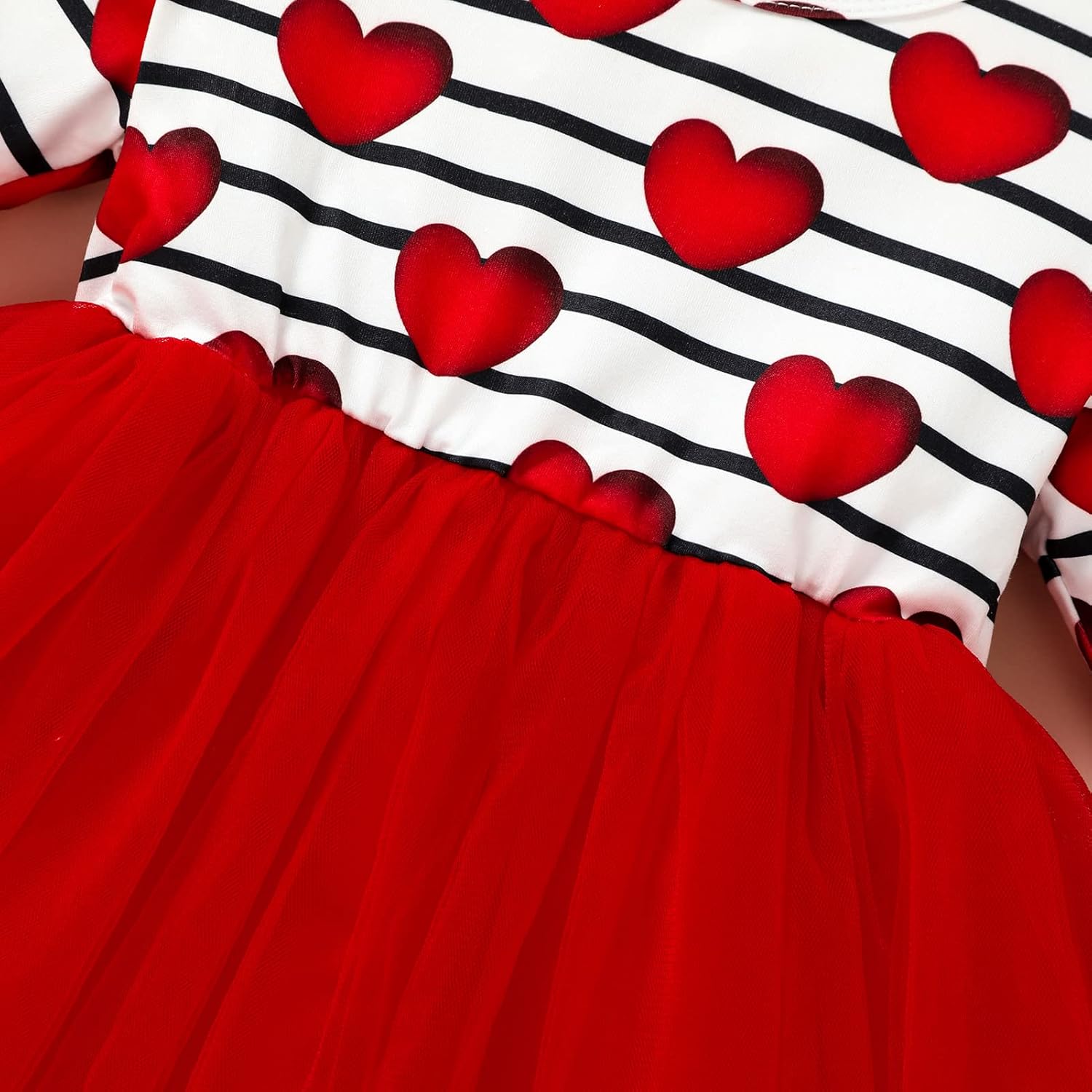 Sinhoon Baby Girls Outfits Long Sleeve Stripe Heart Print Tutu Skirts Ruffle Dress Toddler Girl Clothes - Image 4