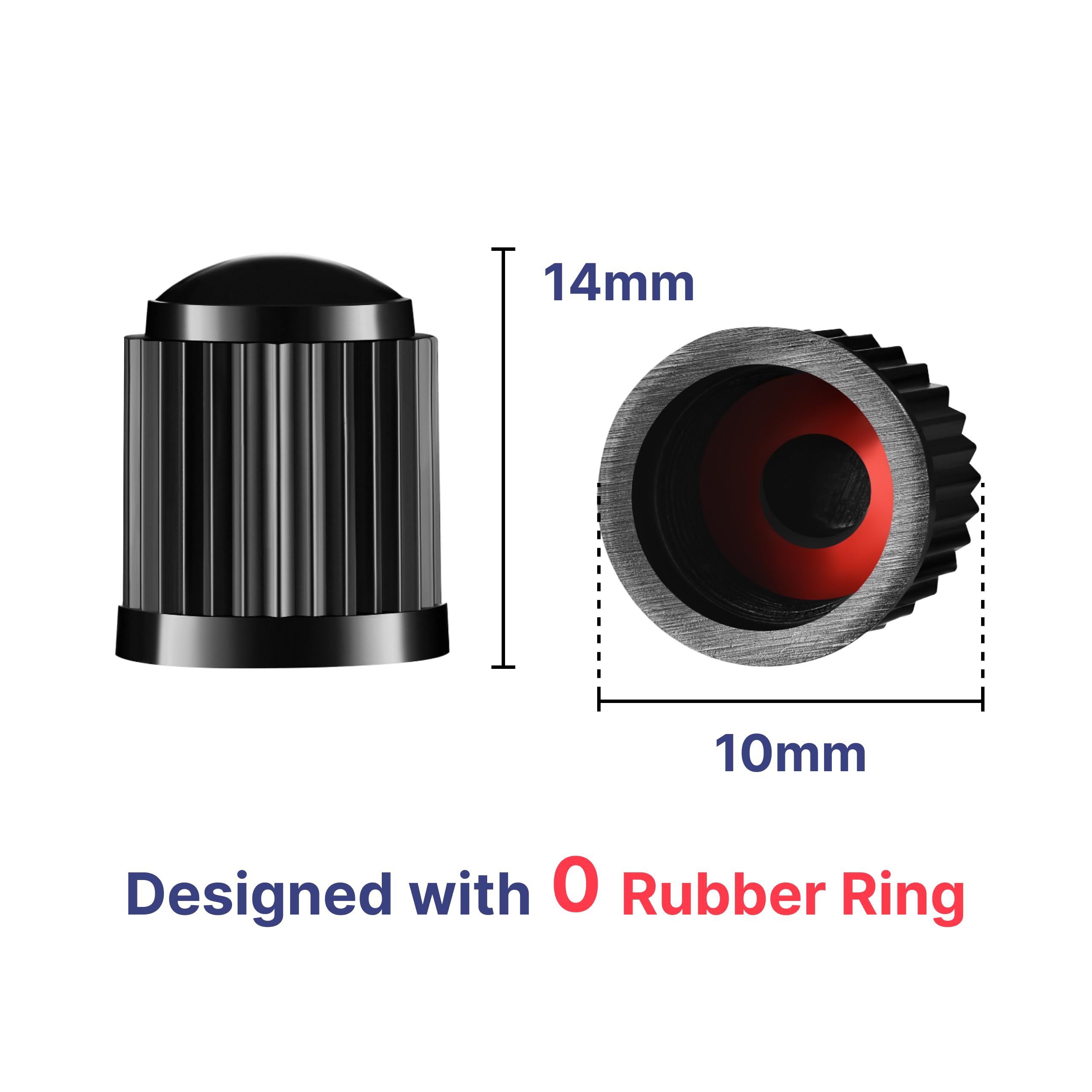 10 pcs dust cap, Tyre Valve Caps with O Seal Ring, Universal Stem Dust Covers for SUV, Cars, Bike, Motorcycles, Trucks, Heavy-Duty, Airtight Seal, Screw-On, Easy to Operation (Pack of 10) - 2