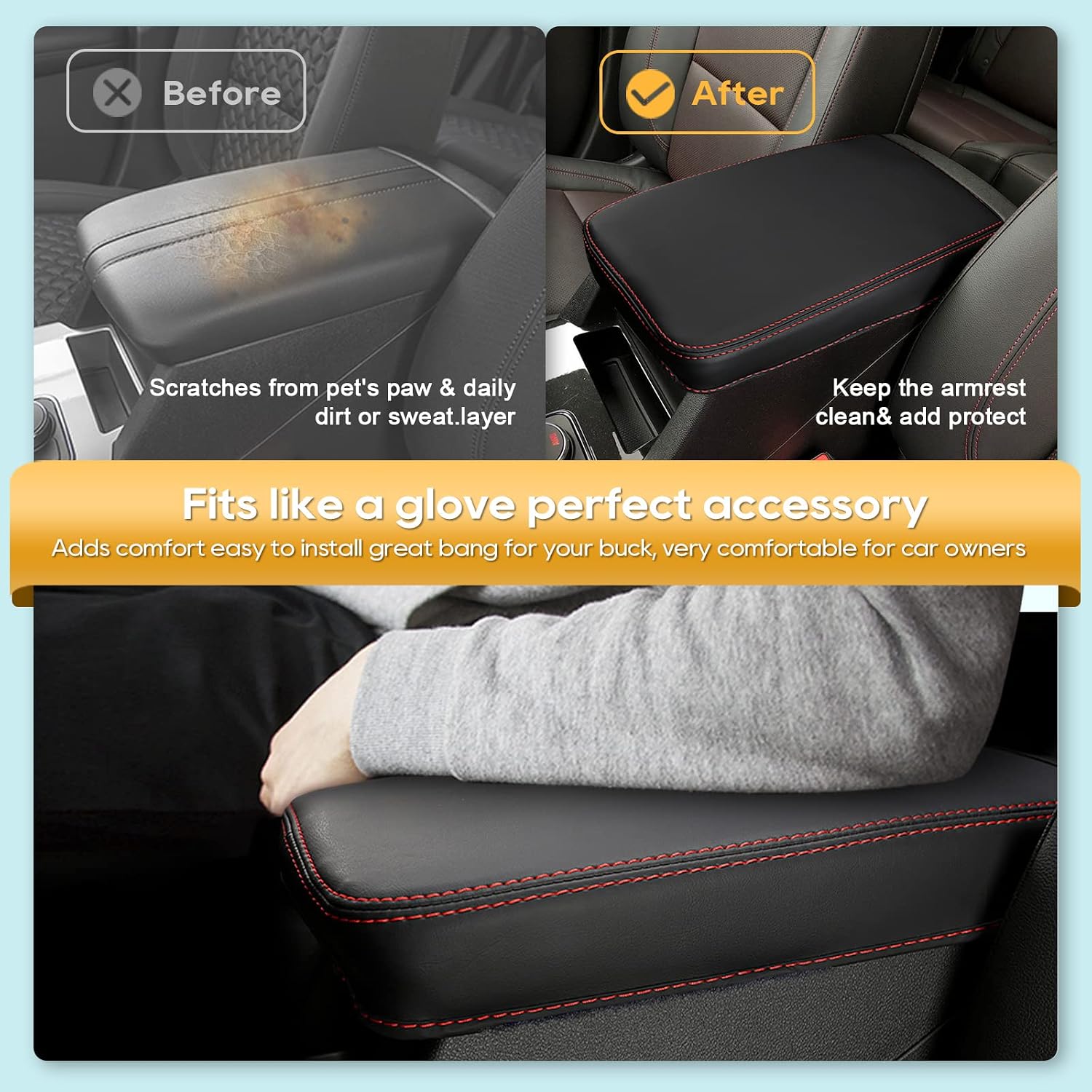LFOTPP Blazer Central Console Armrest Box Cover Fit for 2019 2020 2021 2022 Cheyv Blazer Cover Car Armrest Cover Auto Center Console Pad[NOT for 2023] (Red Line)