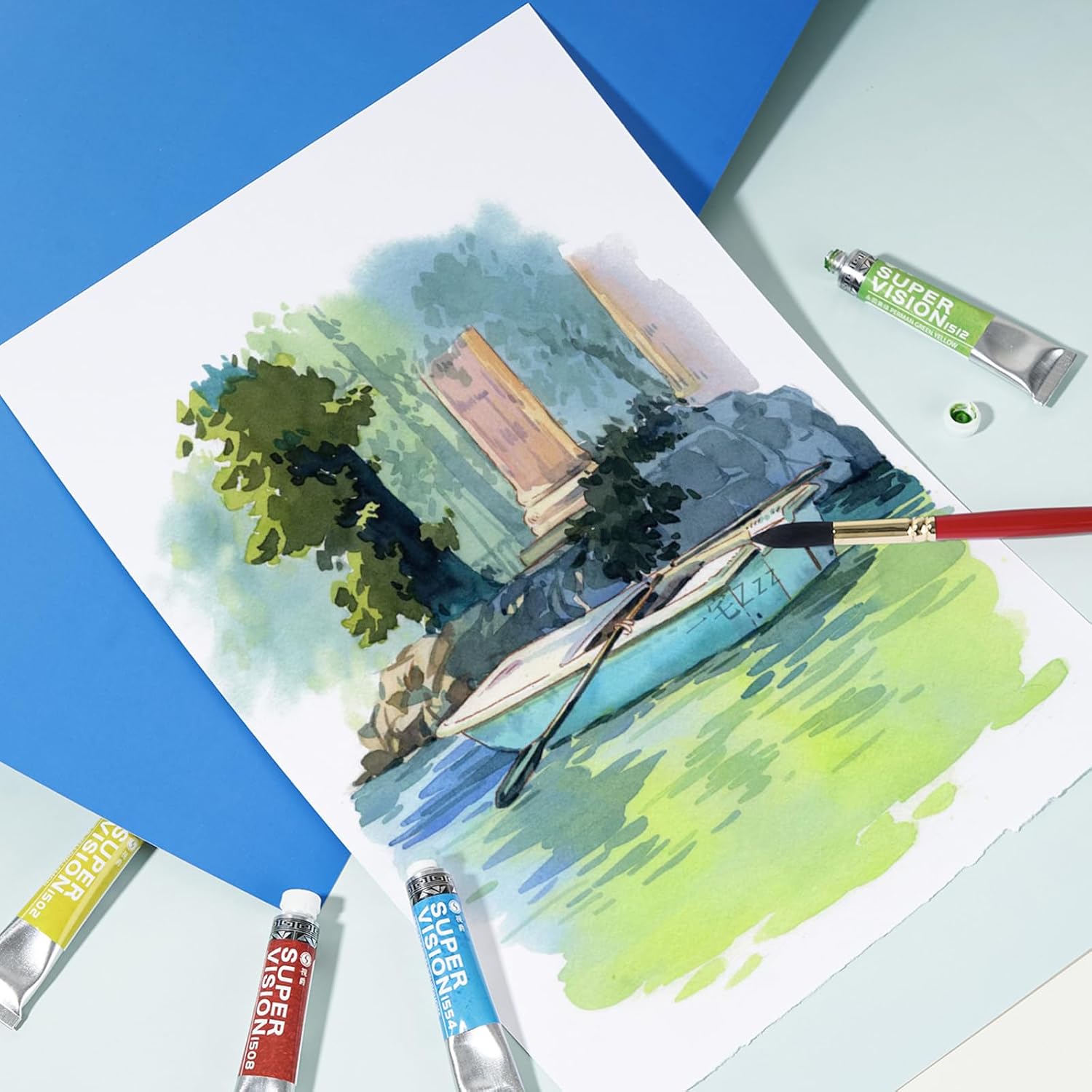 SUPER VISION Watercolor Paint Set Master Artist Grade, 24 Colors x 8ml Watercolor Paint Tubes, Professional Watercolors Made from Mineral Pigments and Gum Arabic