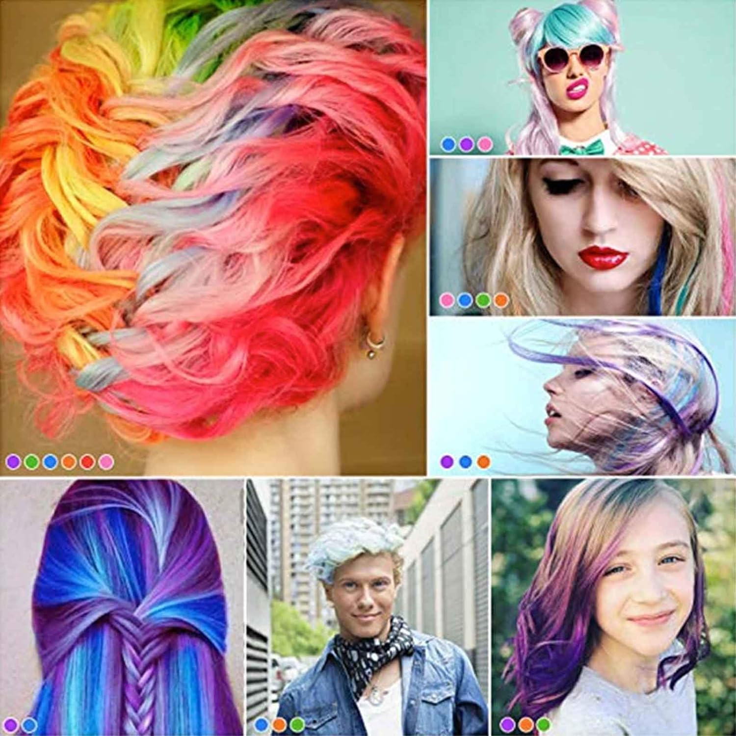 Temporary Hair Chalk Comb - Non Toxic Washable Hair Color Comb for Hair Dye, Safe for Girls Kids for Party, Birthday Gift,Halloween Christmas Parties,Cosplay, DIY (10 Colors) : Beauty & Personal Care