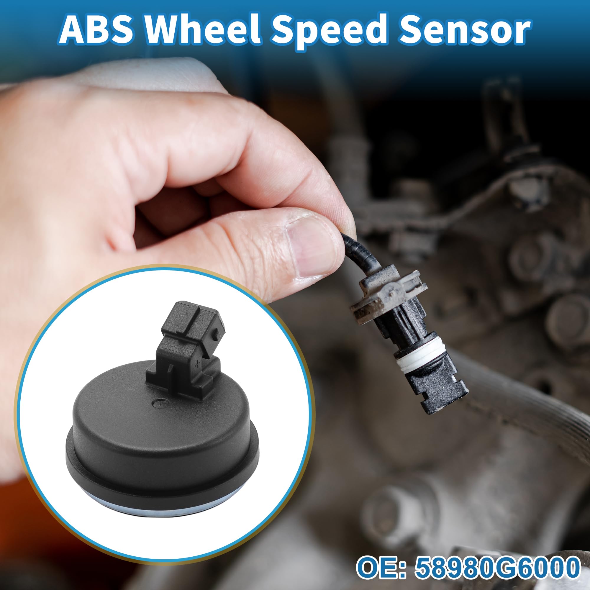 A ABSOPRO Capteur De Vitesse De Roue ABS Pour Kia Picanto 2017-2020 1pc | Arrière Gauche Droite, Matériaux: Plastique Métal Caoutchouc, Numéro OE: 58980G6000, Anti-Dérapage Freinage Brusque