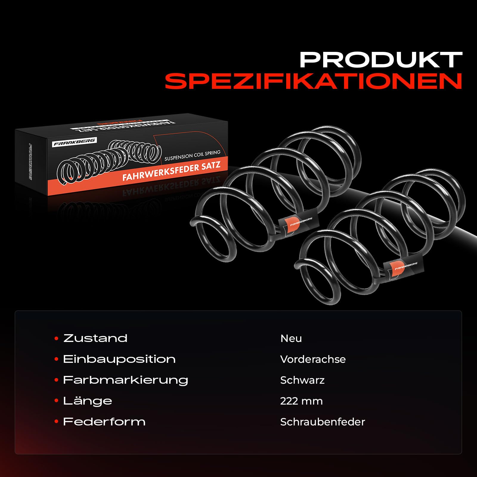 Frankberg 2x Muelles de chasis Muelles de suspensión Compatible con City-Coupé 450 Cabrio 450 Fortwo Coupé 450 Fortwo Cabrio 450 Replace# RH2952