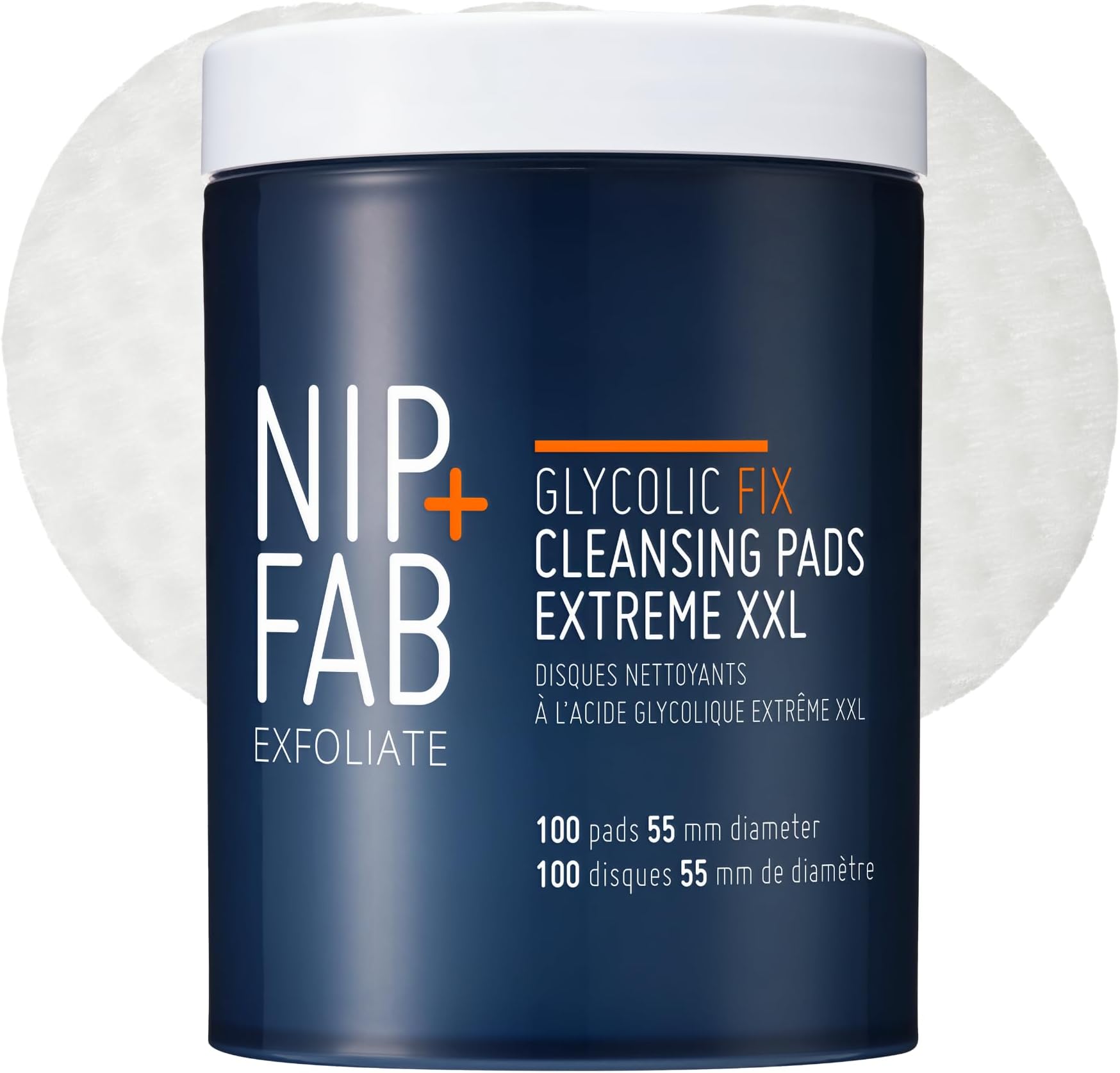 Nip + Fab Glycolic Fix Night Pads Extreme XXL (100 Count) – 5% Glycolic Acid Exfoliating Face Pads with Salicylic Acid – Resurfacing AHA BHA Chemical Peel for Blemishes & Texture