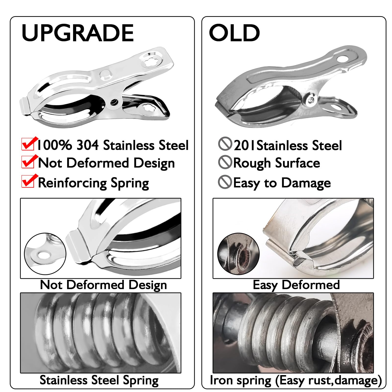 BESTEEL 240 clips de jardín mejorados, abrazaderas de invernadero, 100% acero inoxidable, clips Greenhuose resistentes para red, fuerte agarre para sujetar tela de sombra o cubierta de plantas en aros