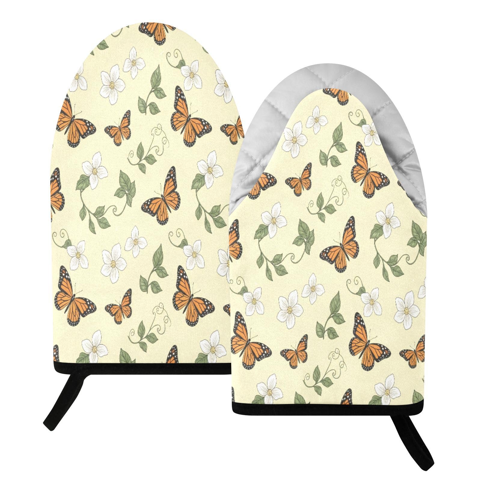 BURSTDDY Butterfly Oven Mitt,Heat Resistant Kitchen Mitts for Cooking