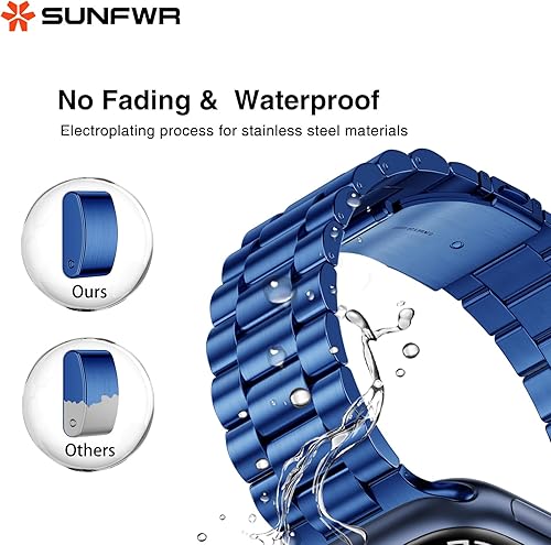 Miniatura 8 de SUNFWR Correa de reloj compatible con Apple Watch Band de 1.772 pulgadas, 1.732 pulgadas, 1.654 pulgadas, para hombres y mujeres, correa de metal de