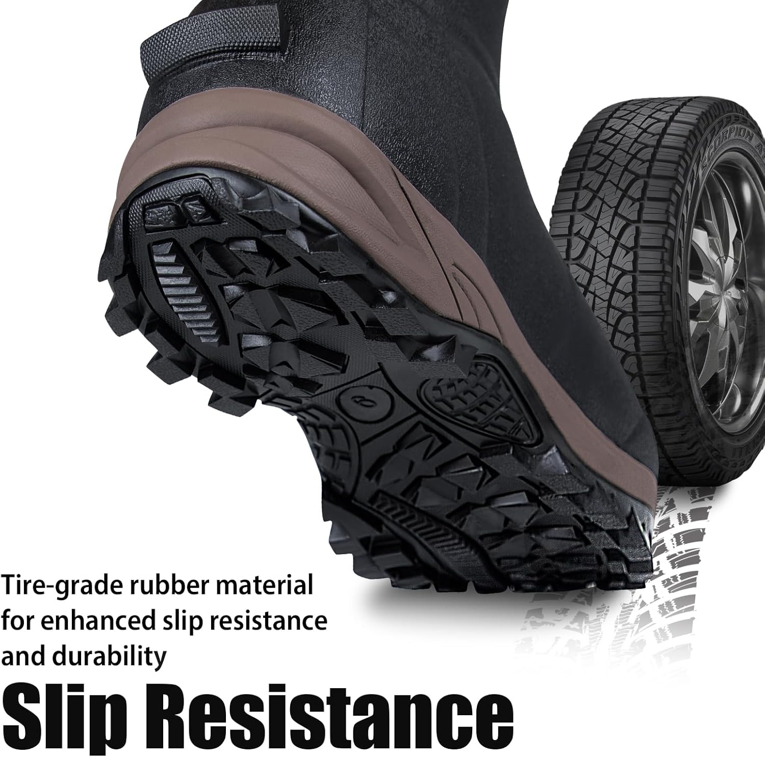 Hunthor Hunting Boots for Men with 800g Insulation, Waterproof Rubber Cold-Weather Boots with 6mm Neoprene, Steel Shank & Anti-Slip Sole for Hunting and Working - Image 2