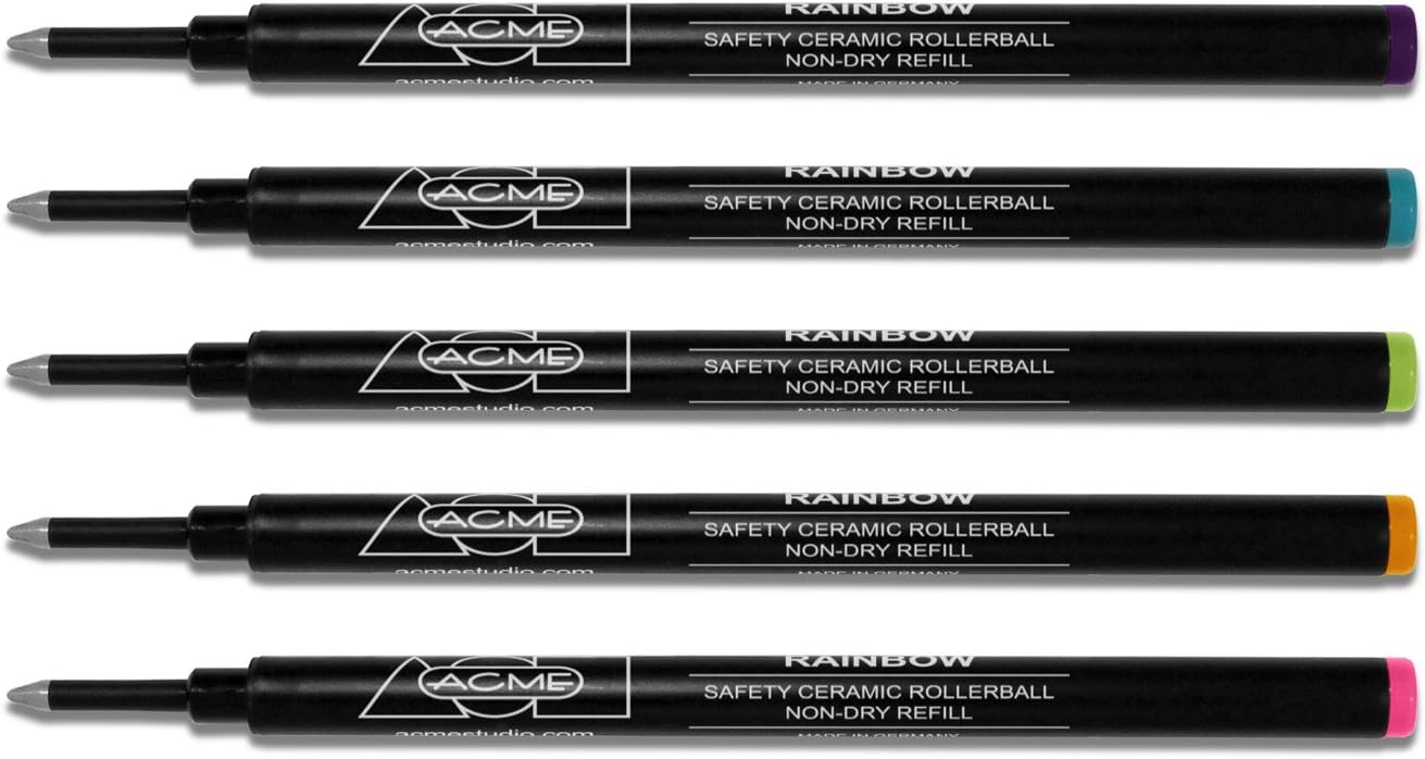 ACME Studio Inc Roller Ball Refills, Rainbow Colors, Set of 5 (PREFRBOWBOX)