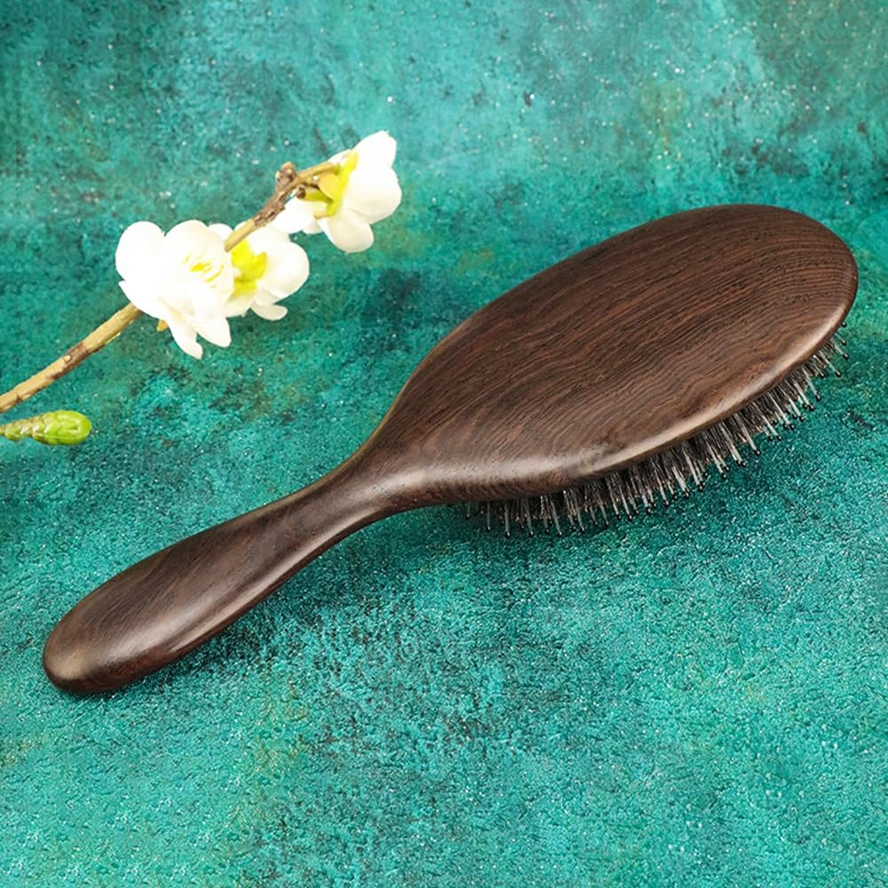 Cepillo for el cabello, cepillo for el cabello con cerdas de jabalí for cabello grueso, rizado, fino, largo, corto, húmedo o seco, agrega brillo y suaviza el cabello, el mejor cepillo for el cabello c