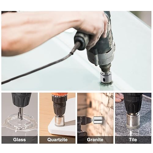 Miniatura 7 de Juego de brocas de sierra de diamante de 1-14 pulgadas (1.260 in) para piedra de cerámica, metal, granito, porcelana, azulejos, vidrio, para