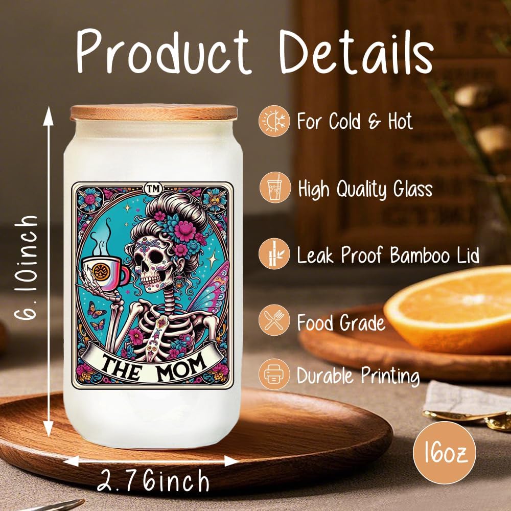 The Mom Skeleton Tarot Card Skull Cup Gifts for Mom, Tarot Lovers Gift, Halloween Skull Cup, Mama Witchy Gifts for Women, Goth Bday Gothic Spooky Gift for Mommy, Funny Skeleton Moms Mug - Image 2