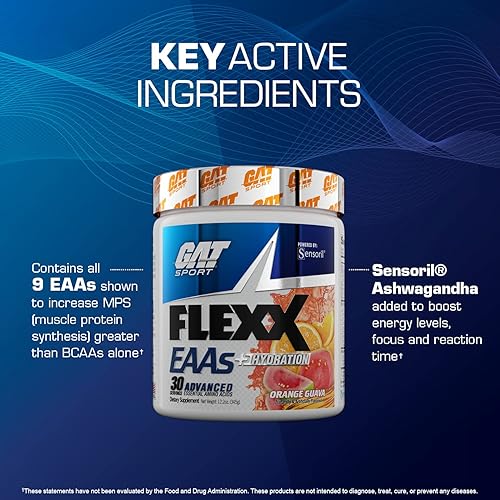 Miniatura 4 de GAT Sport Flexx EAAs  Hydration aminoácidos esenciales avanzados 30 porciones ponche de frutas