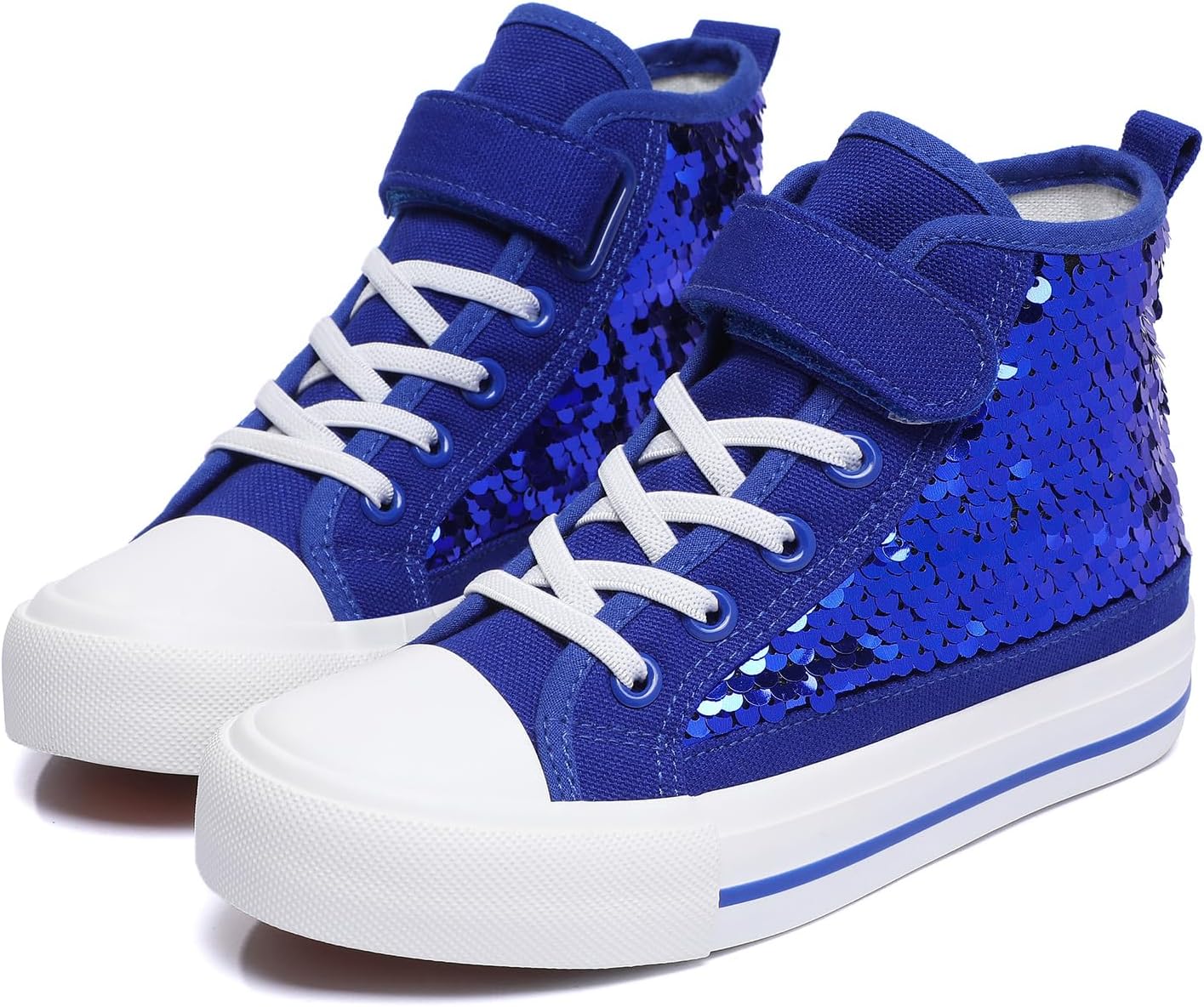 Zoroadke Kids Sparkle Sequins High Top Casual Adjustable Strap Canvas Shoes Girls and Boys Glitter Sneakers - Image 5