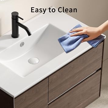 30 Rectangular Ceramic Undermount Bathroom Sink - Glossy White Drop-in Sink Without Overflow, Ready for Vanity Top (30-inch)