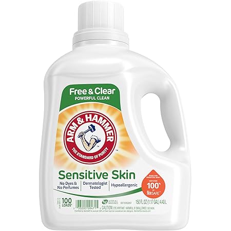 Arm & Hammer Sensitive Skin Free & Clear, 100 Loads Liquid Laundry Detergent, 150 Fl oz
