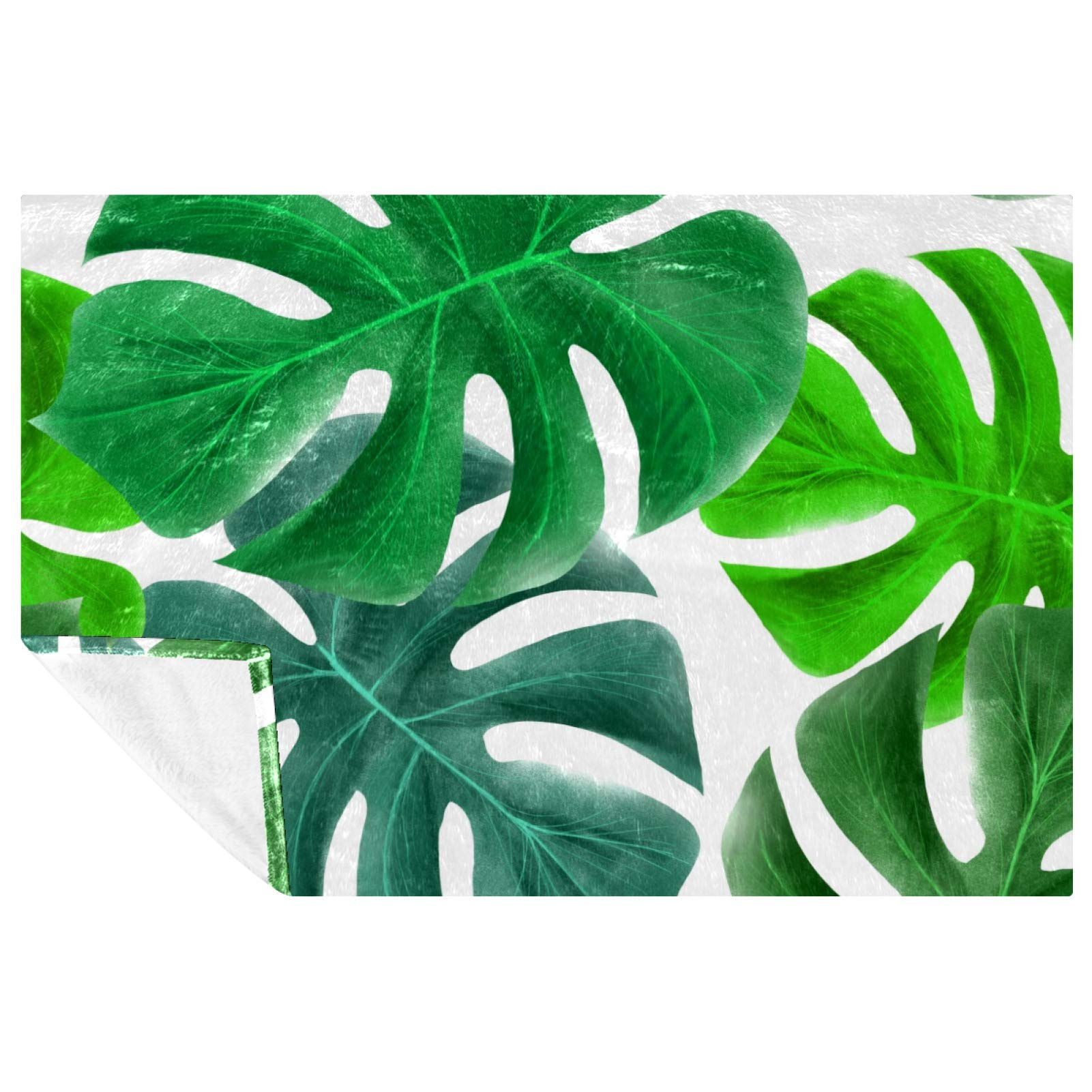 Couverture chaude et douce en microfibre imprimée feuilles exotiques pour lit