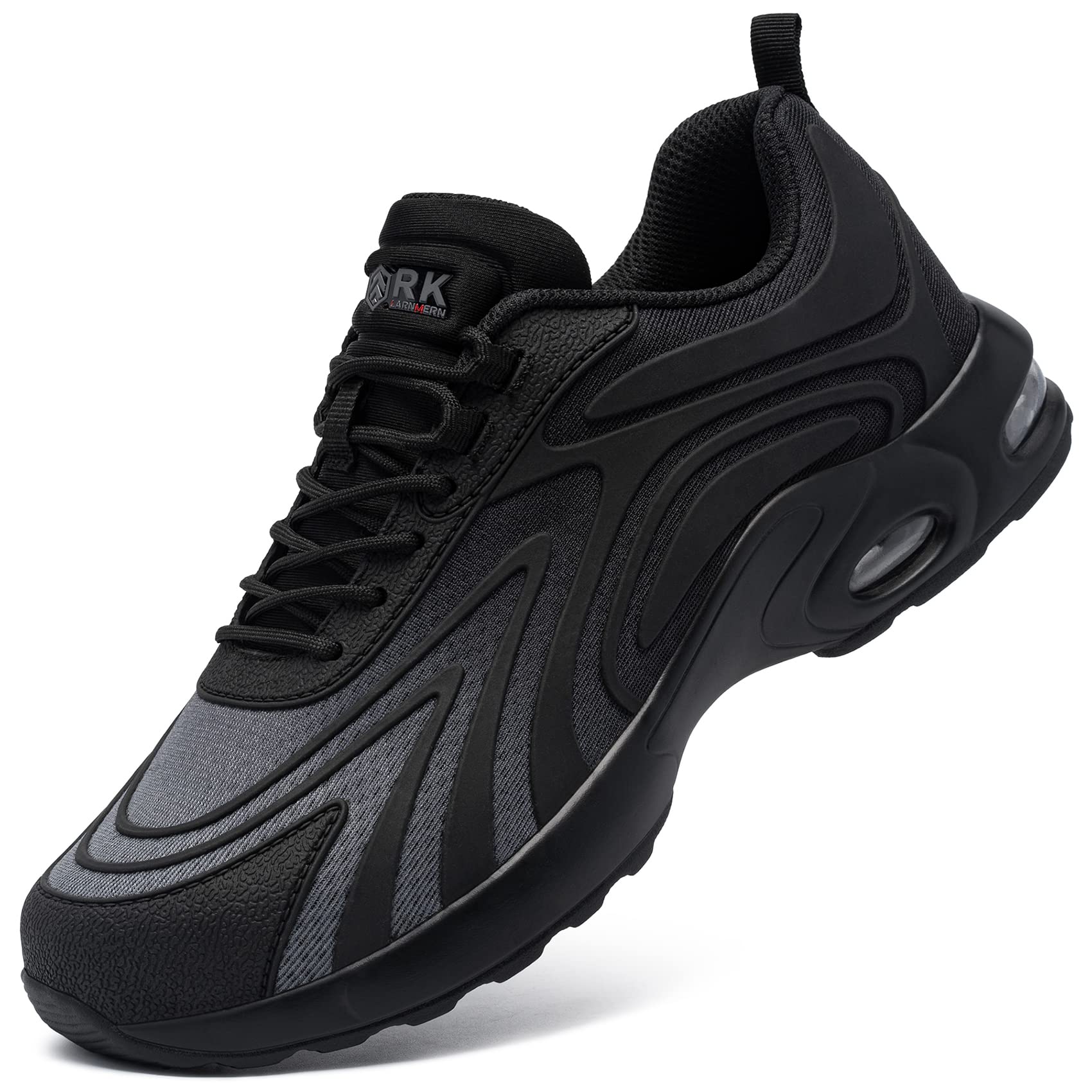 LARNMERNSafety Trainers Mens Air Cushion for Work Lightweight Breathable Steel Toe Cap Comfortable Safety Shoes Office and Construction Footwear 6~12UK