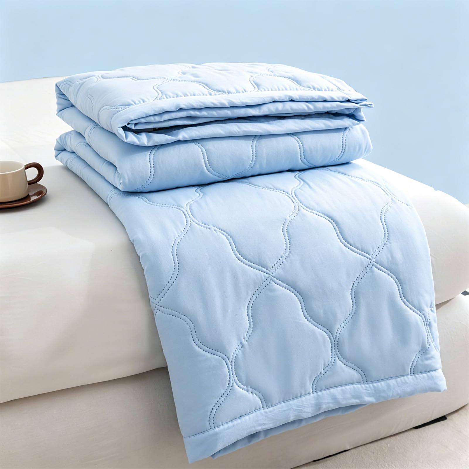 BEZHGOC Cooling Blanket, 100 X150cm Instant Ice Cool Cold Blanket for Hot Sleepers, Lightweight Breathable Summer Cooling Blanket for Night Sweats, Summer, Bed Sofa Couch Travel (Blue)