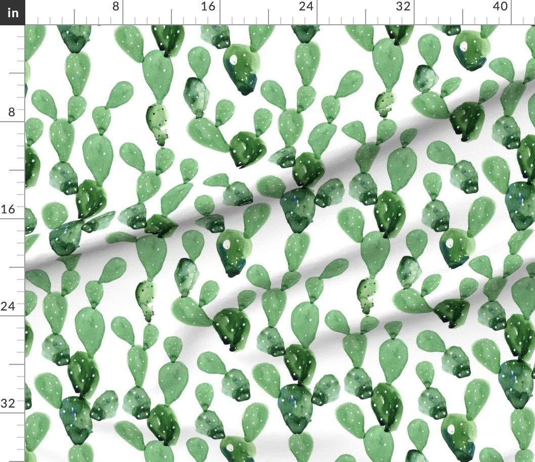 Spoonflower Fabric - Watercolor Paddle Cactus Cacti Desert Plants Southwest Southwestern Printed on Petal Signature Cotton Fabric Fat Quarter - Sewing Quilting Apparel Crafts Decor