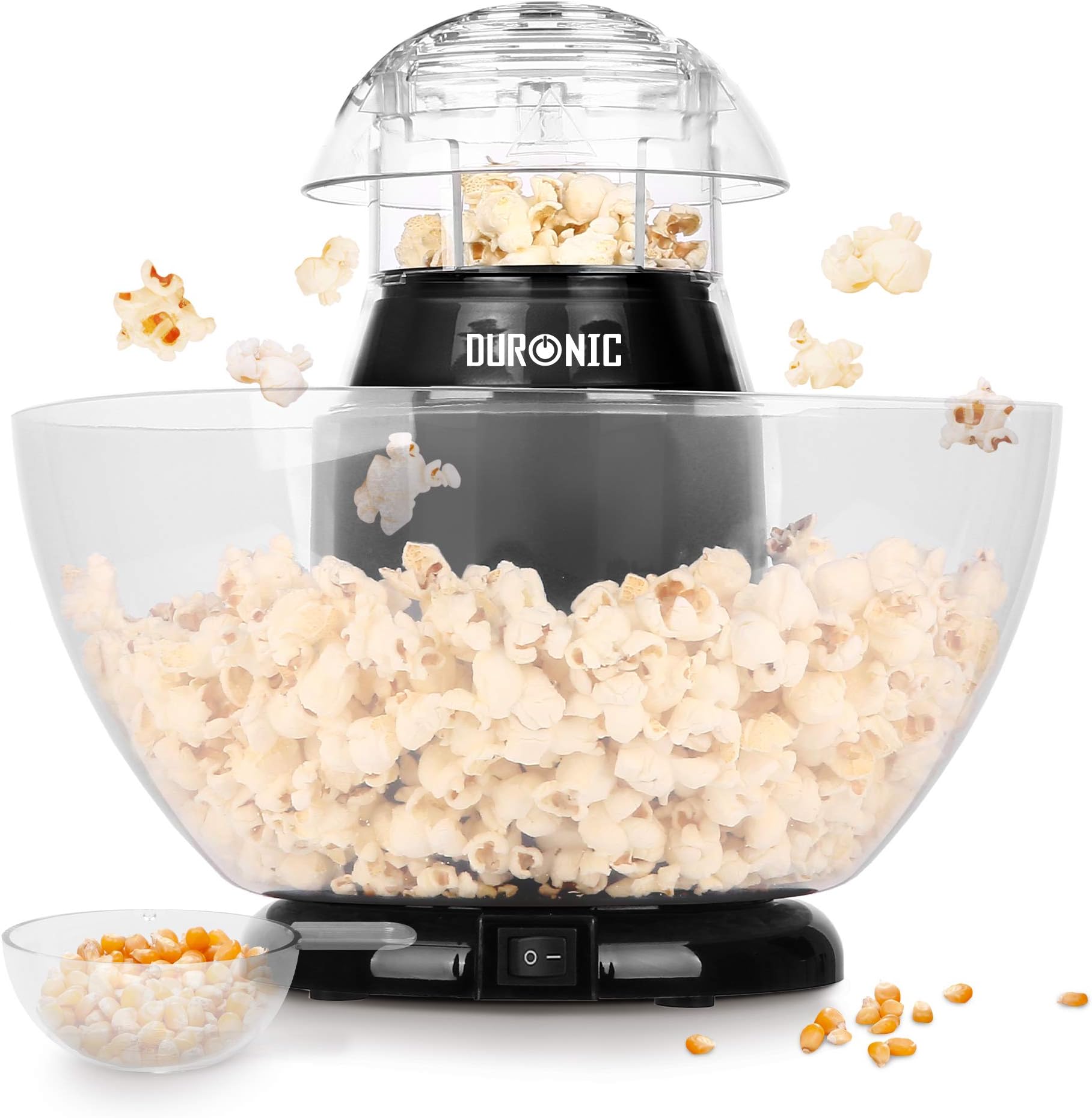 Amazon.de Duronic POP50 BK Popcornmaschine Heißluft ohne Fett & Öl 1200 Watt inkl