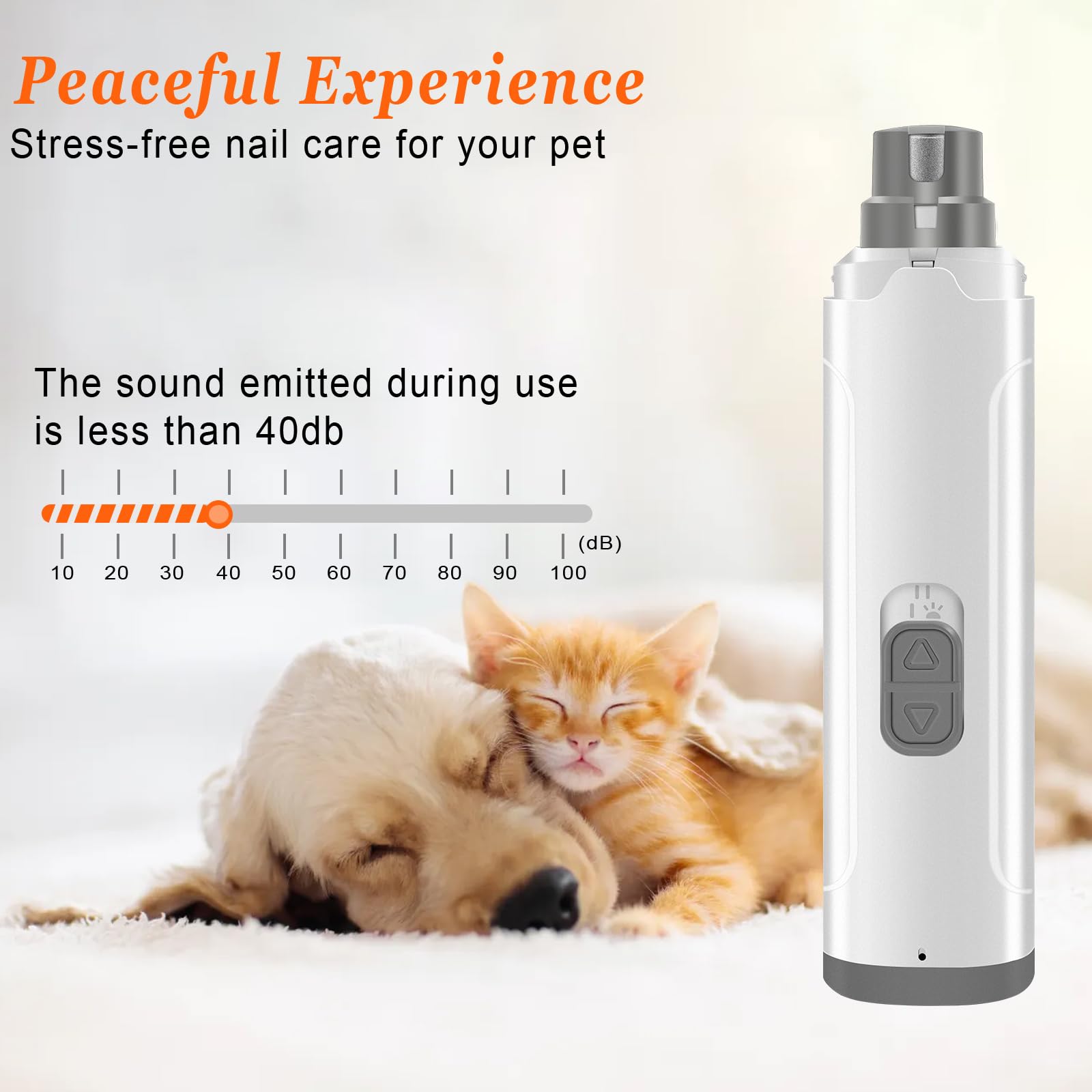 Dog Nail Grinders, Electric Rechargeable Pet Nail Trimmer Low Noise with LED Light 2-Speed Mode for Large Medium Small Dogs & Cats - image 4