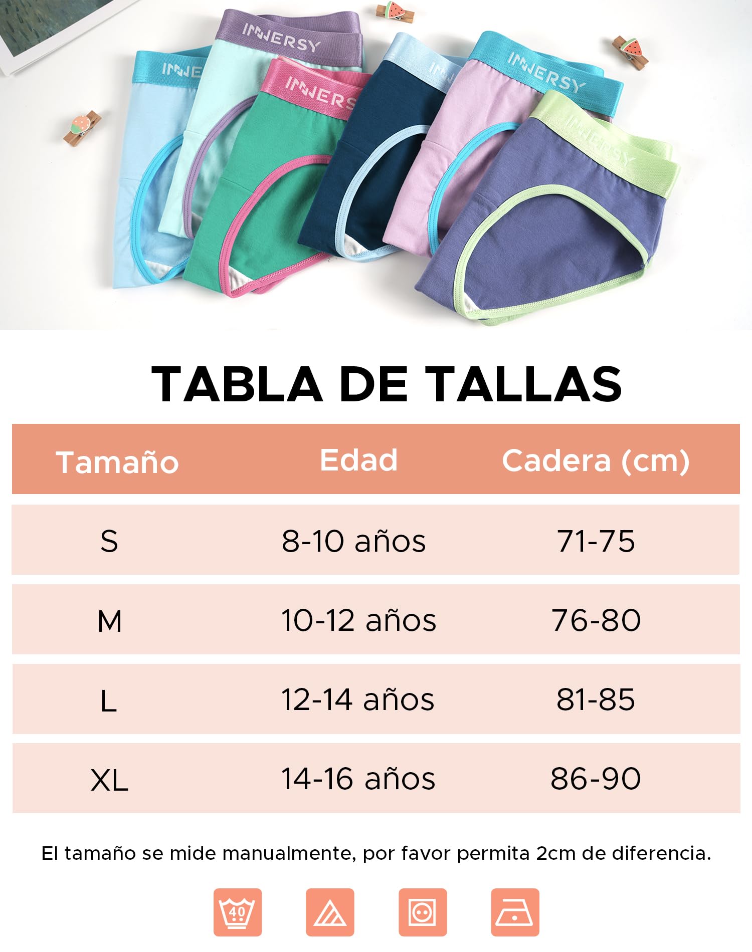 INNERSY Bragas Niña Adolescente Braguitas Algodón Cómodas Ropa Interior Deportiva Pack de 6