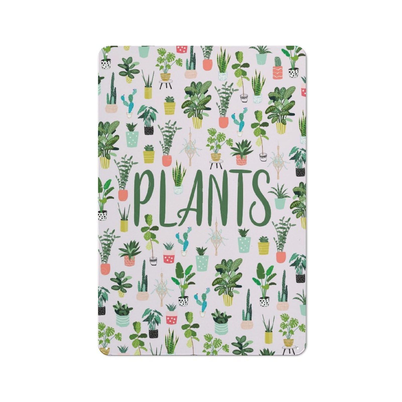 Plants Metal Wall Plaque, Easy to Hang Plaque for Garage, Shed, Workshop Or Hobby Room, 30x20cm