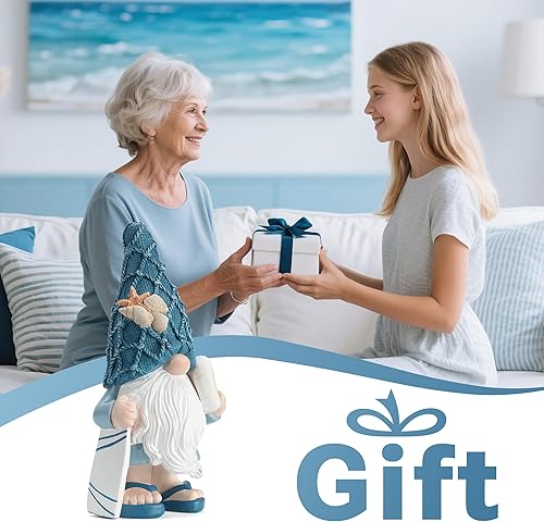 Miniatura 7 de Decoración de estatua de gnomo de mar para jardín al aire libre, interior y exterior, resina para playa, escultura de gnomo para casa, oficina,