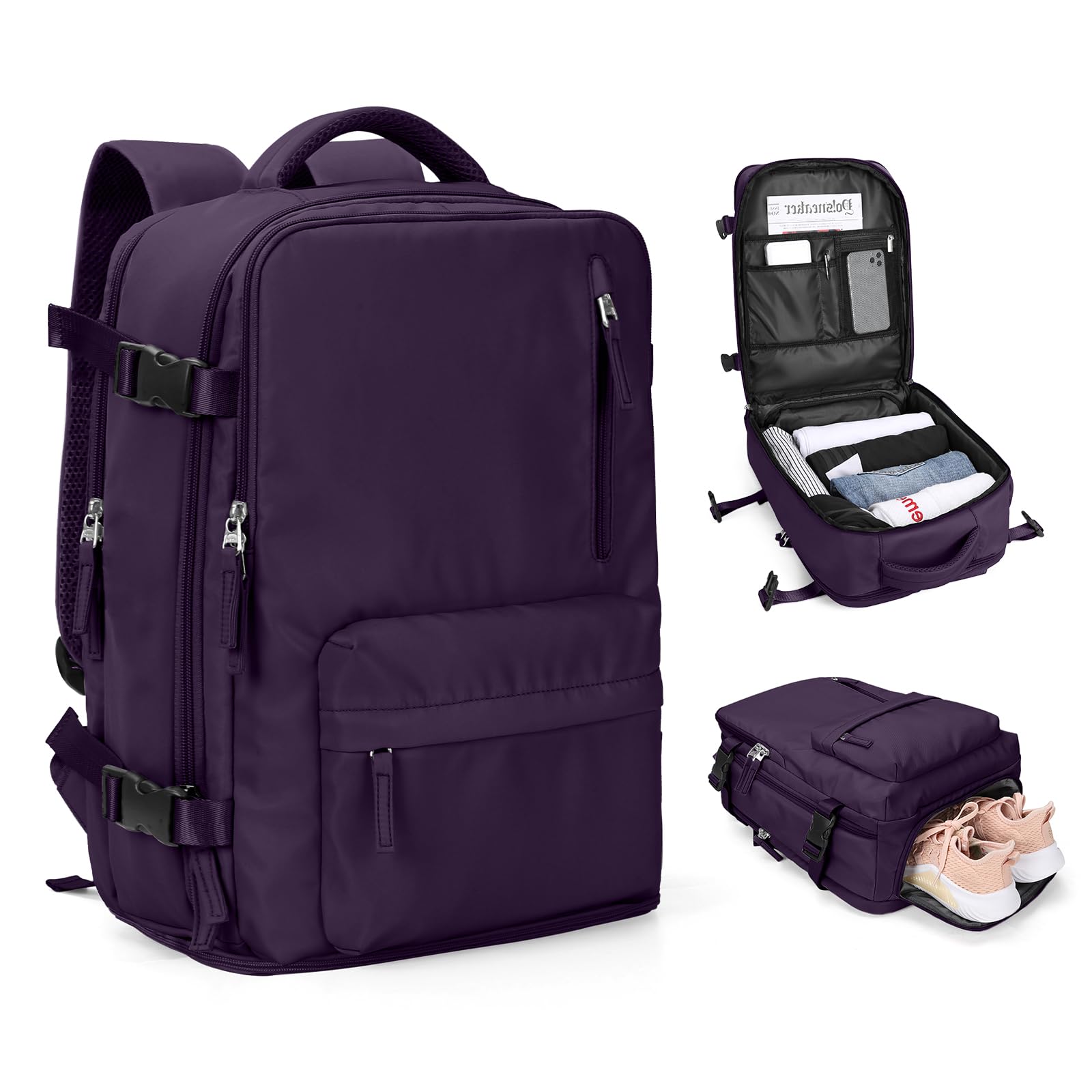 SZLX Zaino Ryanair 40x30x20 Sottovuoto Borse da Cabina per Easyjet 45x36x20 Bagaglio a Mano Donna con Porta USB Zaini Casual per Laptop da 14 Pollici Borsa da Viaggio Uomo con Porta Scarpe