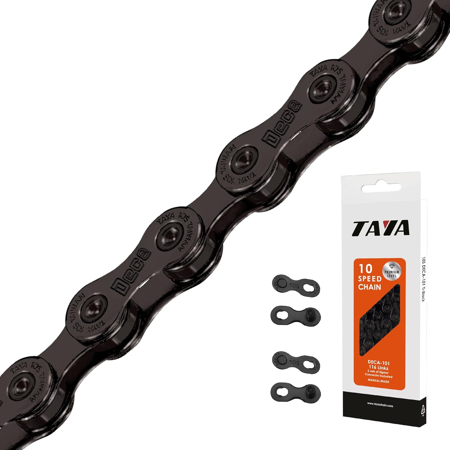 TAYA DECA-101 10-Speed Bike Chain, 116 Links, Ti-Black, Durable and Smooth Shifting, for Gravel and MTB
