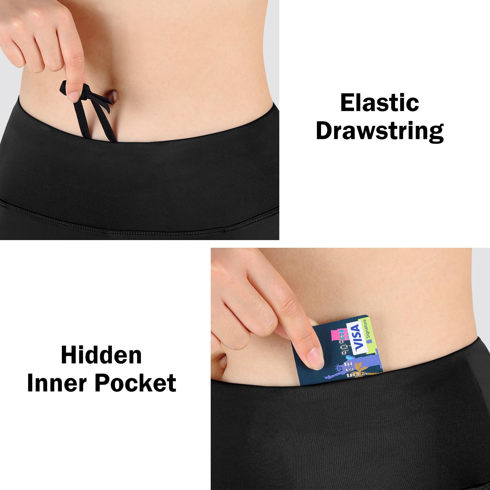 Turnhier Falda pantalón para mujer, longitud hasta la rodilla, de 20 pulgadas, casual, atlética, para tenis, golf, con bolsillos