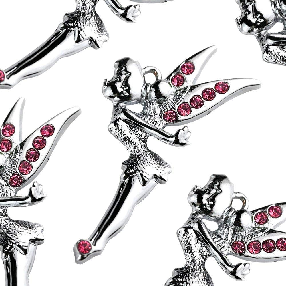 New Hot DIY Whoelsale Cute Hot Pink Crystal Angel Fairy 10pcs Charms Pendants K67-B-2