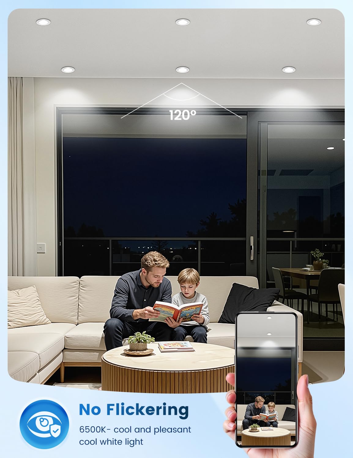 Faretti LED da Incasso per Cartongesso Luce Freddo 6500K,5W 800LM Luci da Soffitto Interno Ultra Piatti 230V IP44 Bagno – Classe Energetica B, Foro Ø68-80mm, Non Dimmerabili, Set di 12