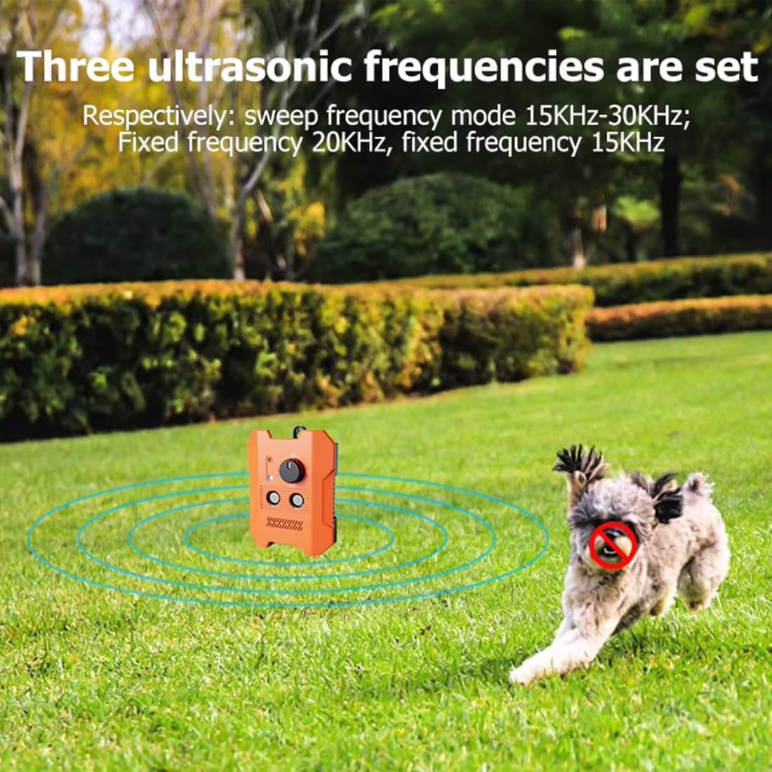 Bark Guard Pro per cani, dispositivo deterrente per l'abbaio di cani a ultrasuoni, dispositivo anti abbaio gamma 15,2 m, regolabile a tre marce, luce LED, standby automatico, adatto per cani di tutte