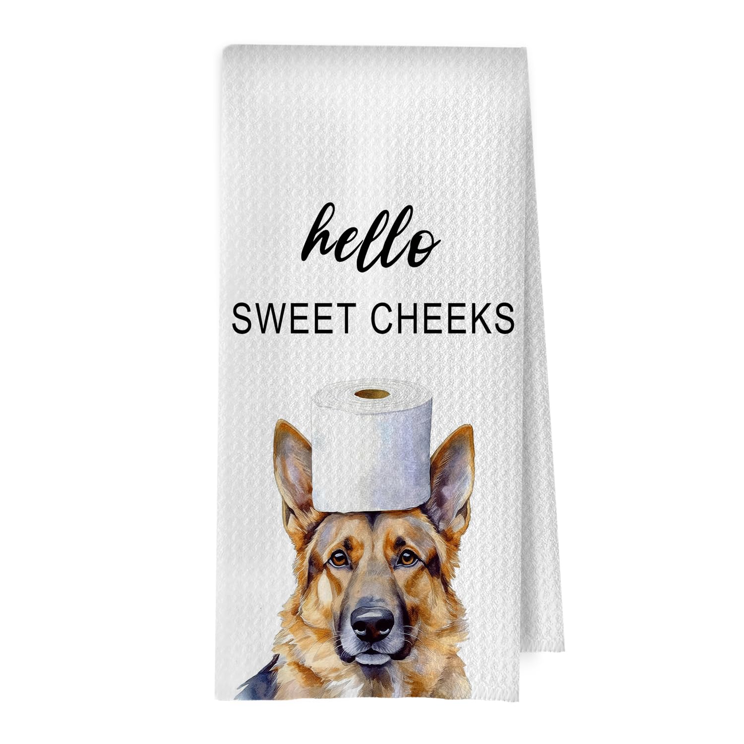 German Shepherd Bathroom Towels - Funny German Shepherd Decorative Waffle Weave Hand Towels for Toilet Bathroom, 16×24 Inches