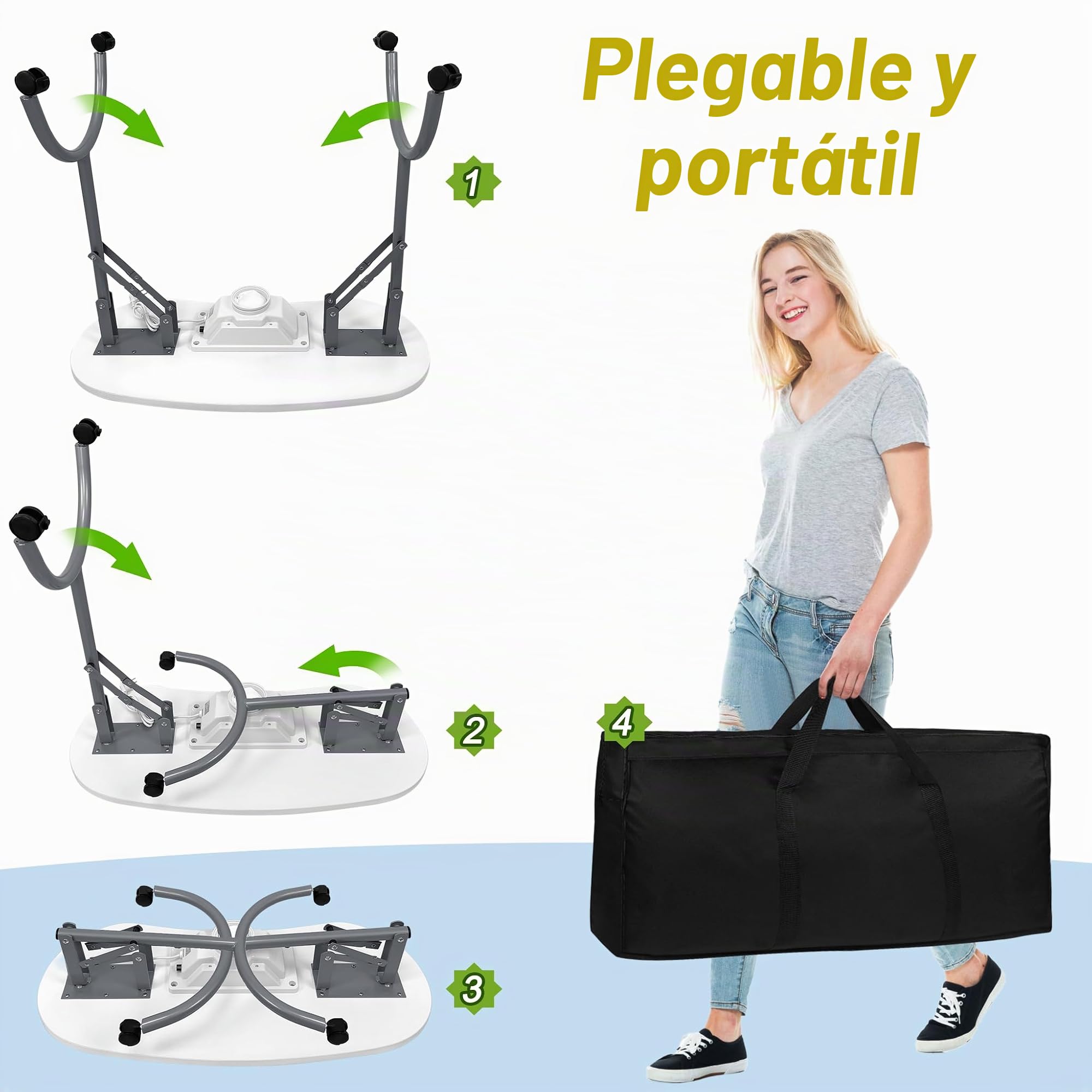 XMTECH Mesa de Manicura Con Extracción, Mesa De Manicura Portátil Con Ruedas, Bolsa para el polvo, Bolsa de transporte, Blanco