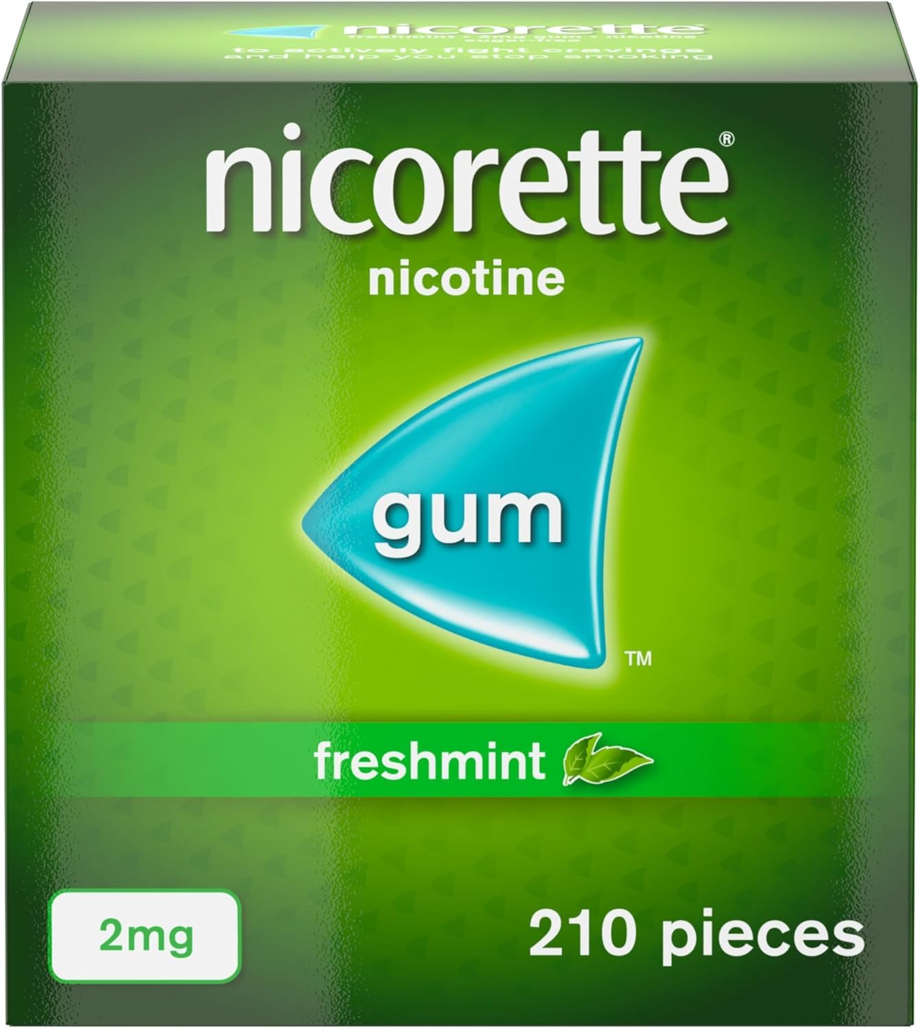 Nicorette Freshmint 2mg Gum (210 Pieces), Discreet and Fast-Acting Stop Smoking Aid to Ease Cravings, Nicotine Gum with Pleasant Freshmint Flavour