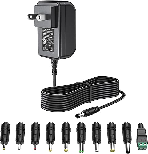Fuente de alimentación 10V 1.8A 1.5A 1A Cargador de 10 voltios 1800mA 18W Max Regulado Conmutación AC a CC Adaptador de cable con 10 conectores de