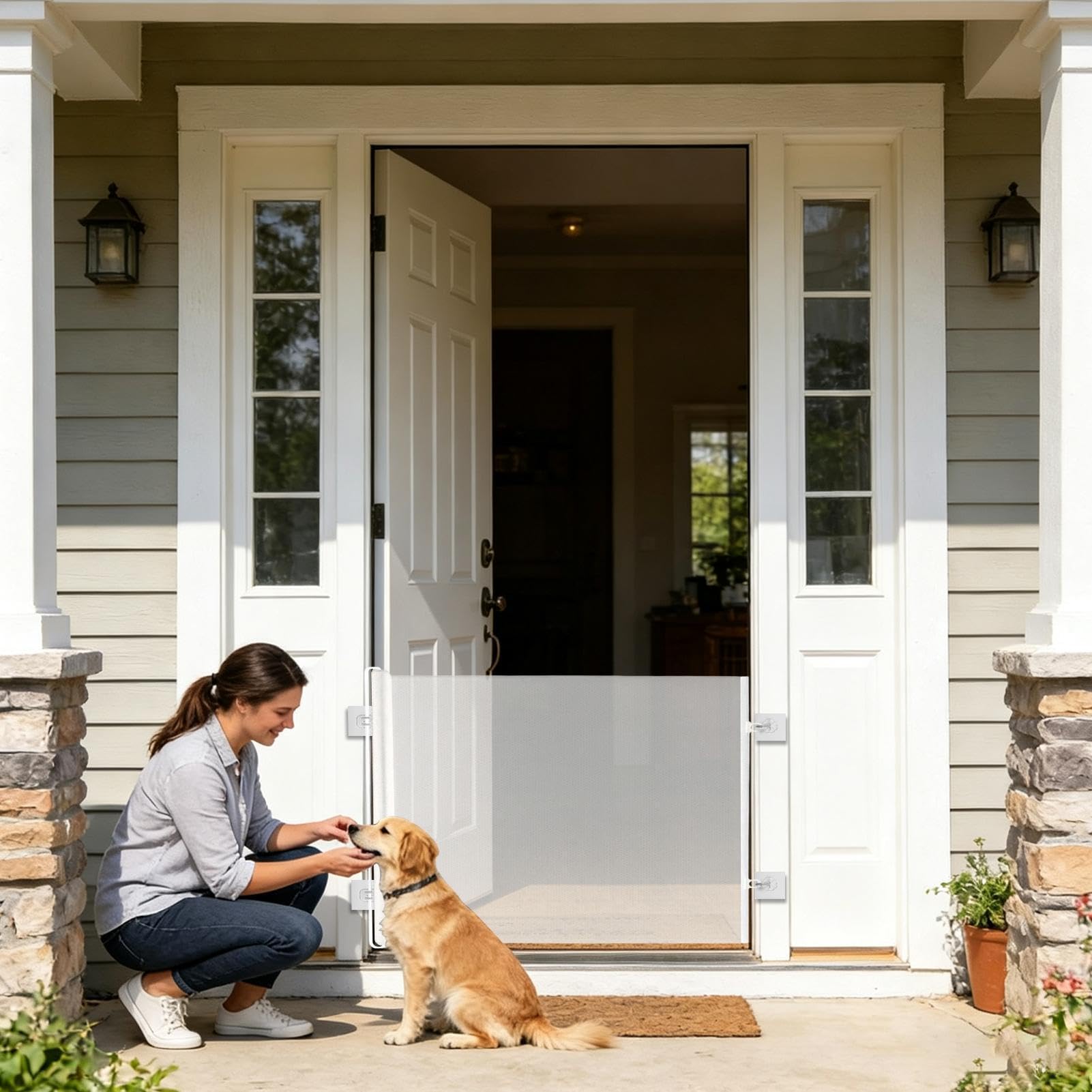 Cancello Retrattile per Cani Barriera A Rete Di Sicurezza Estendibile Per | Cancelletto di Protezione per Cuccioli da Interno per Esterni Giardino Balcone Garage Corridoio Patio